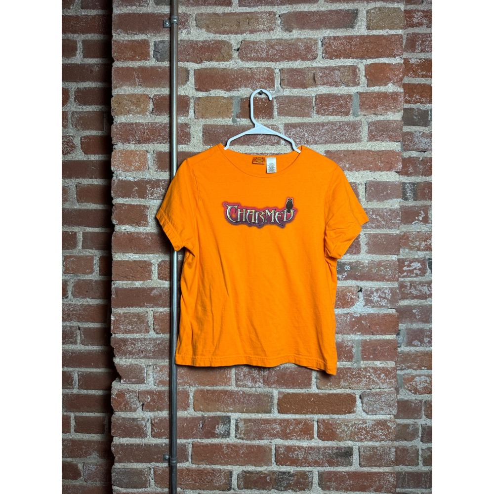 Vintage Charmed Cropped Y2K Shirt Womens Large Orange Halloween Graphic Tee